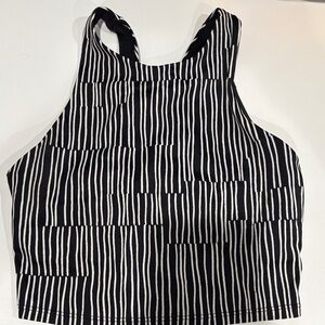 Athleta Black and White Striped Sports Bra